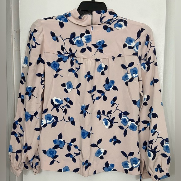 Oscar de la Renta Floral Printed Long Sleeve Silk Blouse Size 6 - Picture 4 of 9